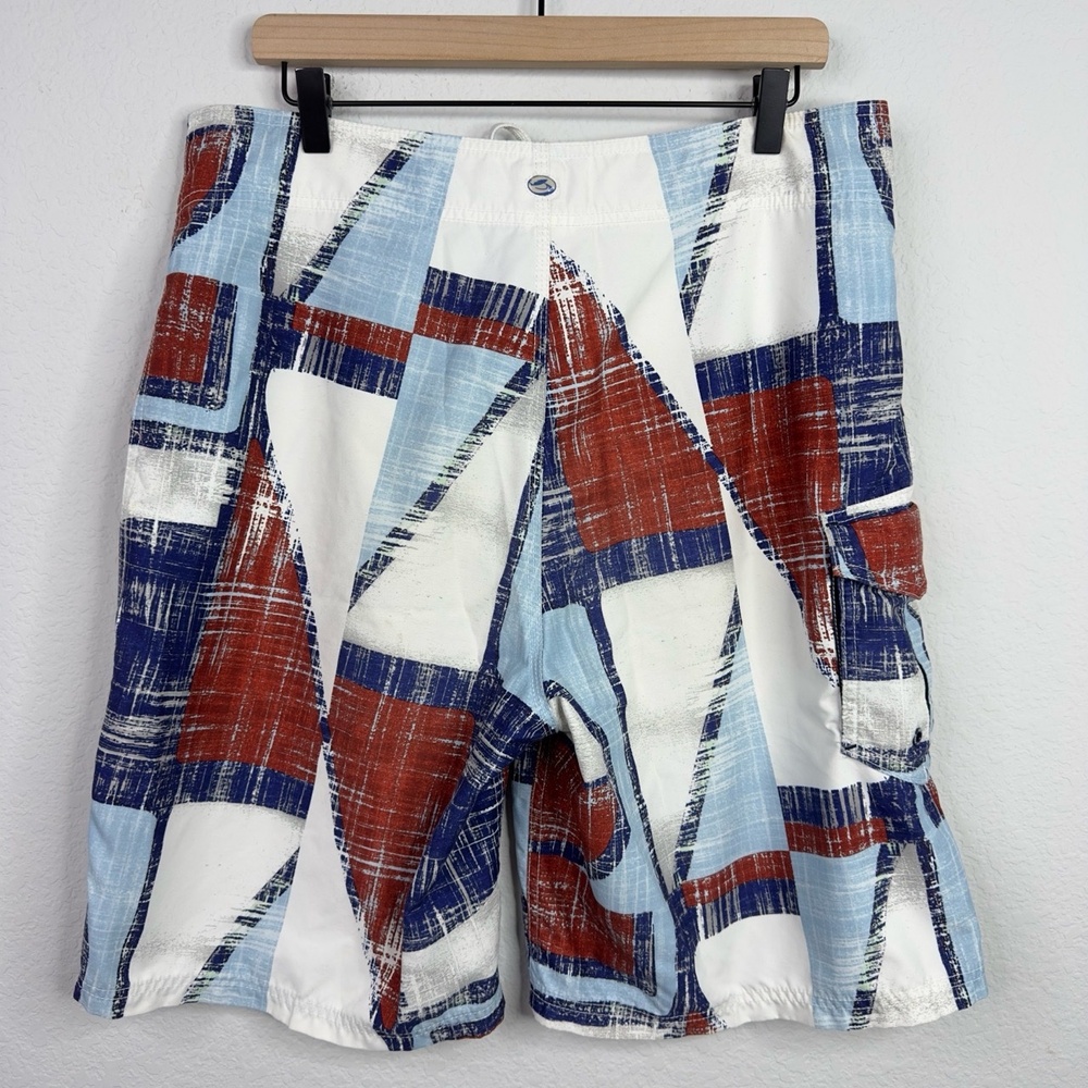 Kirra Board Shorts‎ Mens 33 Abstract Geometric Cargo Surf Beach Y2K Skate Trunks